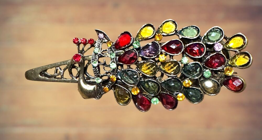 Bejeweled Peacock Hair Barrette Clip #22100 - Picture 6 of 10